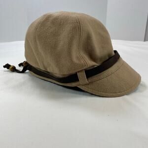 August Wool Viscose Newsboy Cap Hat Tan Brown Floral Lining One Size Women